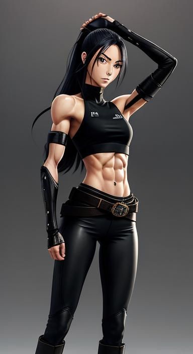 Anime Style Warrior Girl Tying Boots