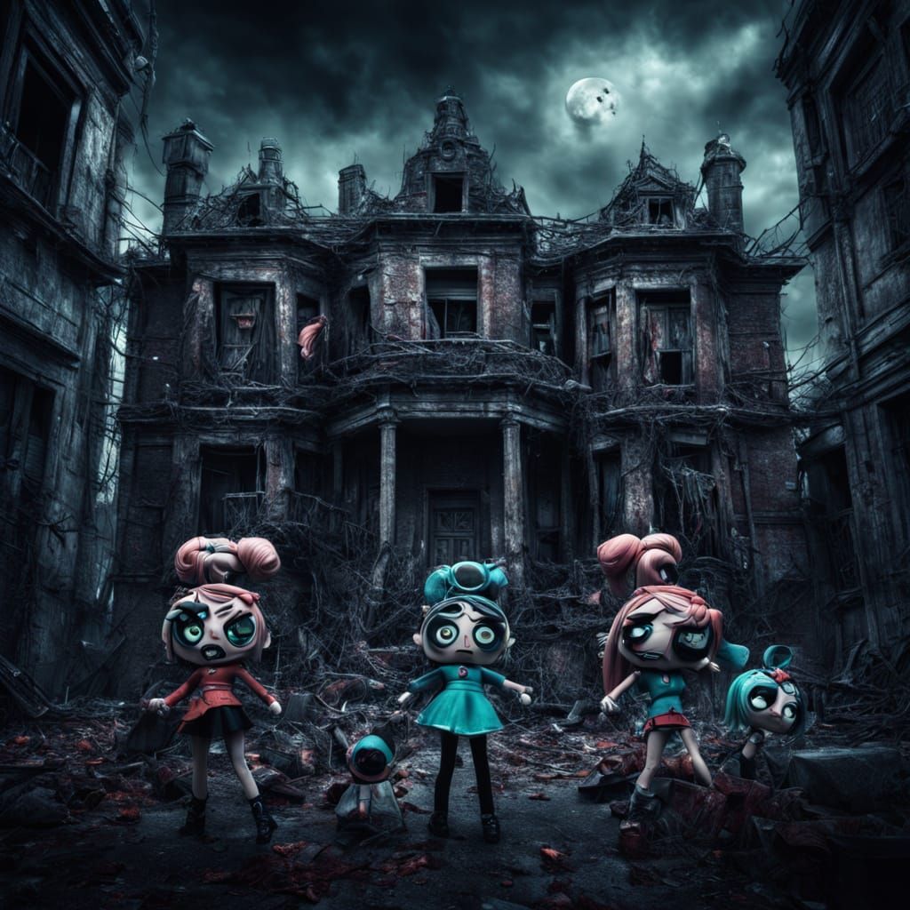 Powerpuff Girls in a Haunting Nightmare Scene