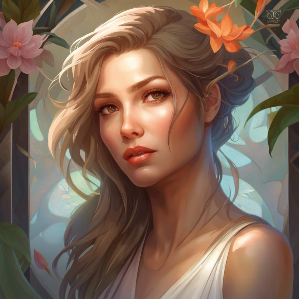 Beautiful Woman in Zen Garden: Hyperdetailed Portrait