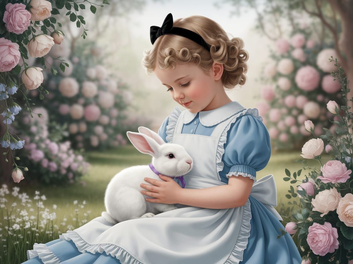 Young Girl in Whimsical Garden Setting