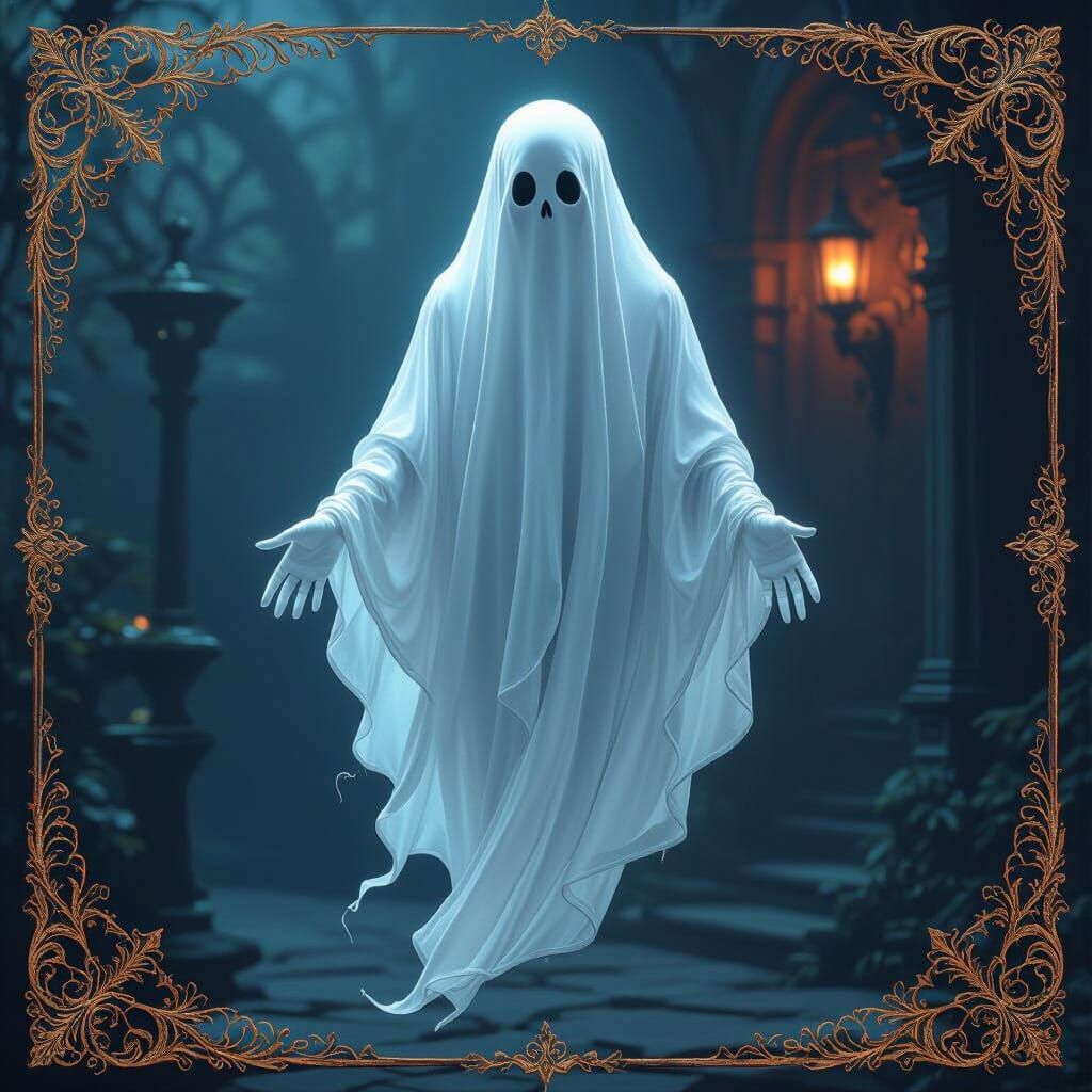Spectral Ghost Artwork in Matte Painting Style