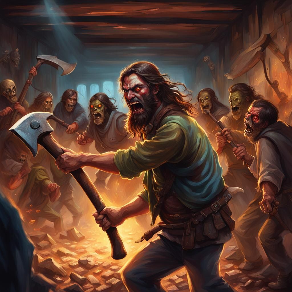 Hippy Axe Fight with Spectral Ghouls