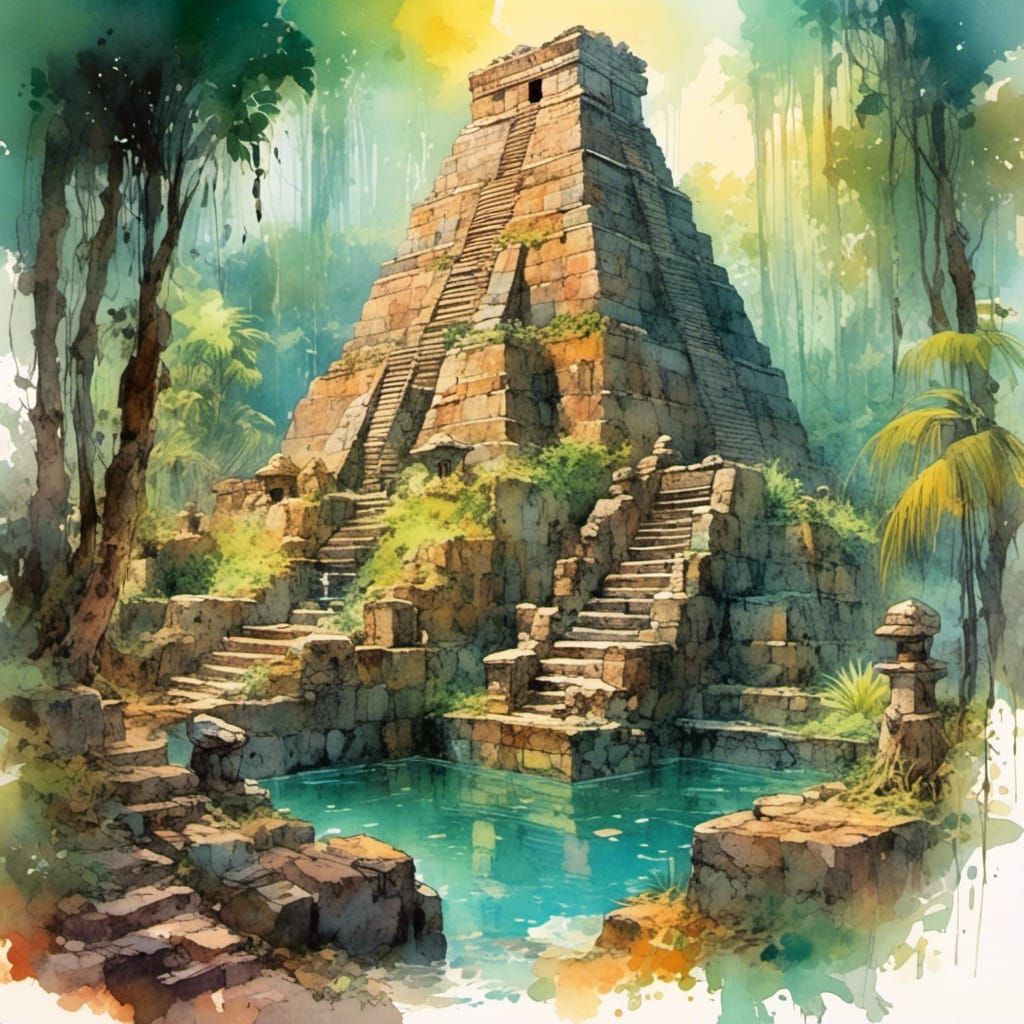 Ancient Mayan Pyramid In The Jungle
