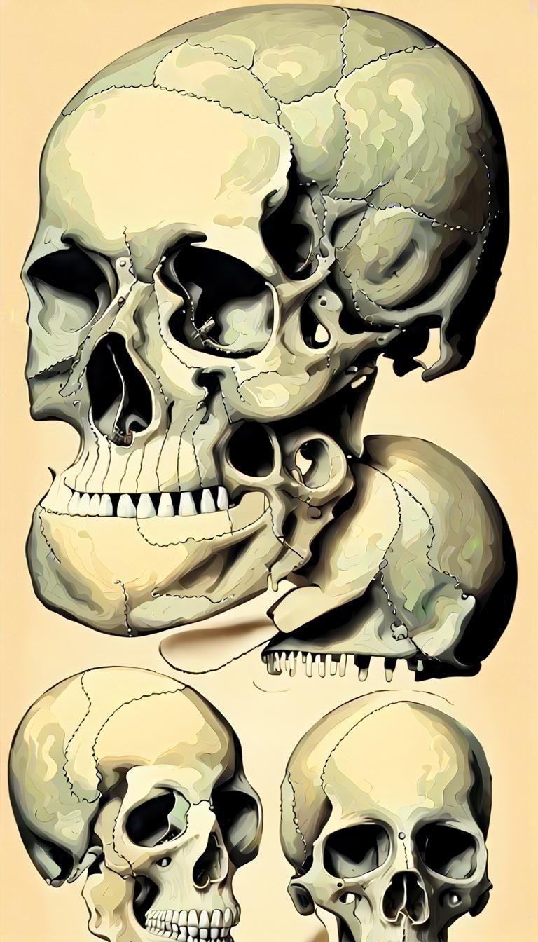 Human Skull Morphology: Detailed Medical Illustrations in 3D