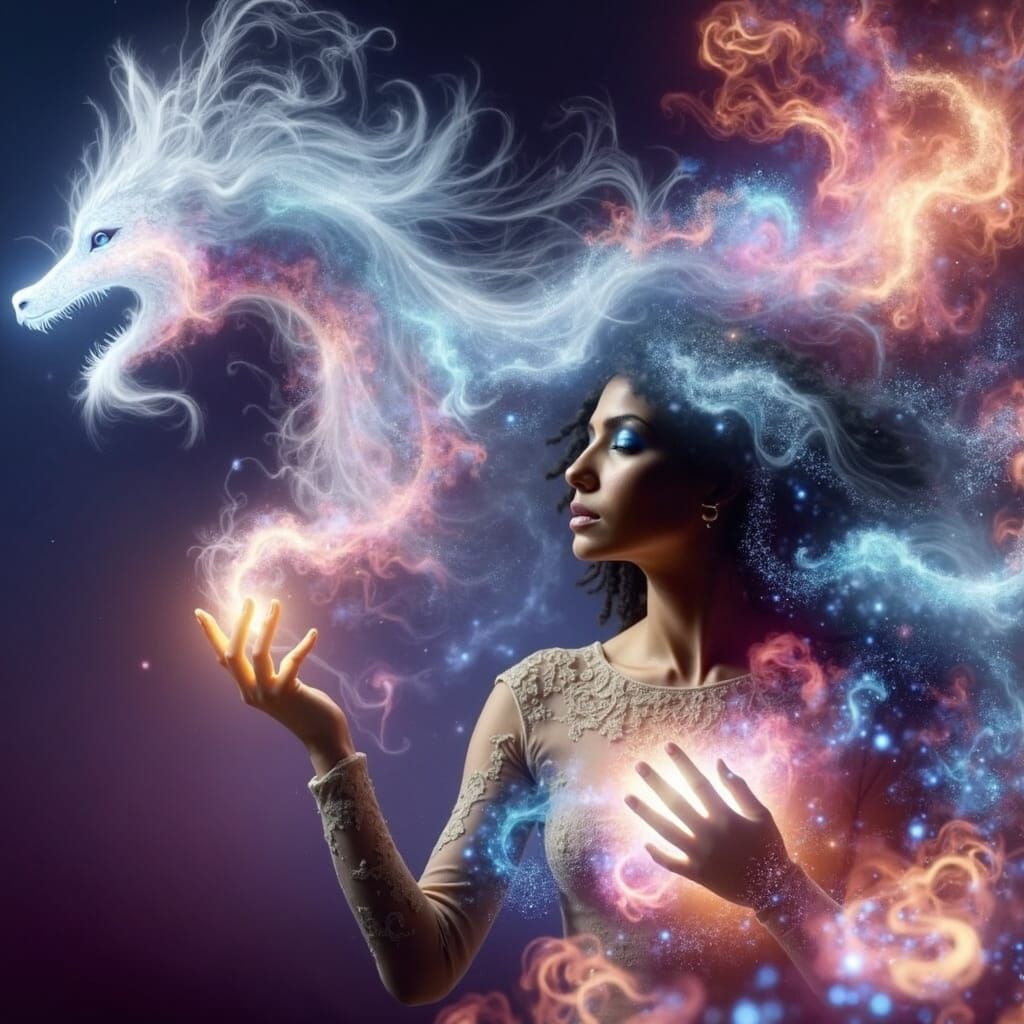 Enchanted Ethereal Goddess in Whimsical Dreamlike Dance