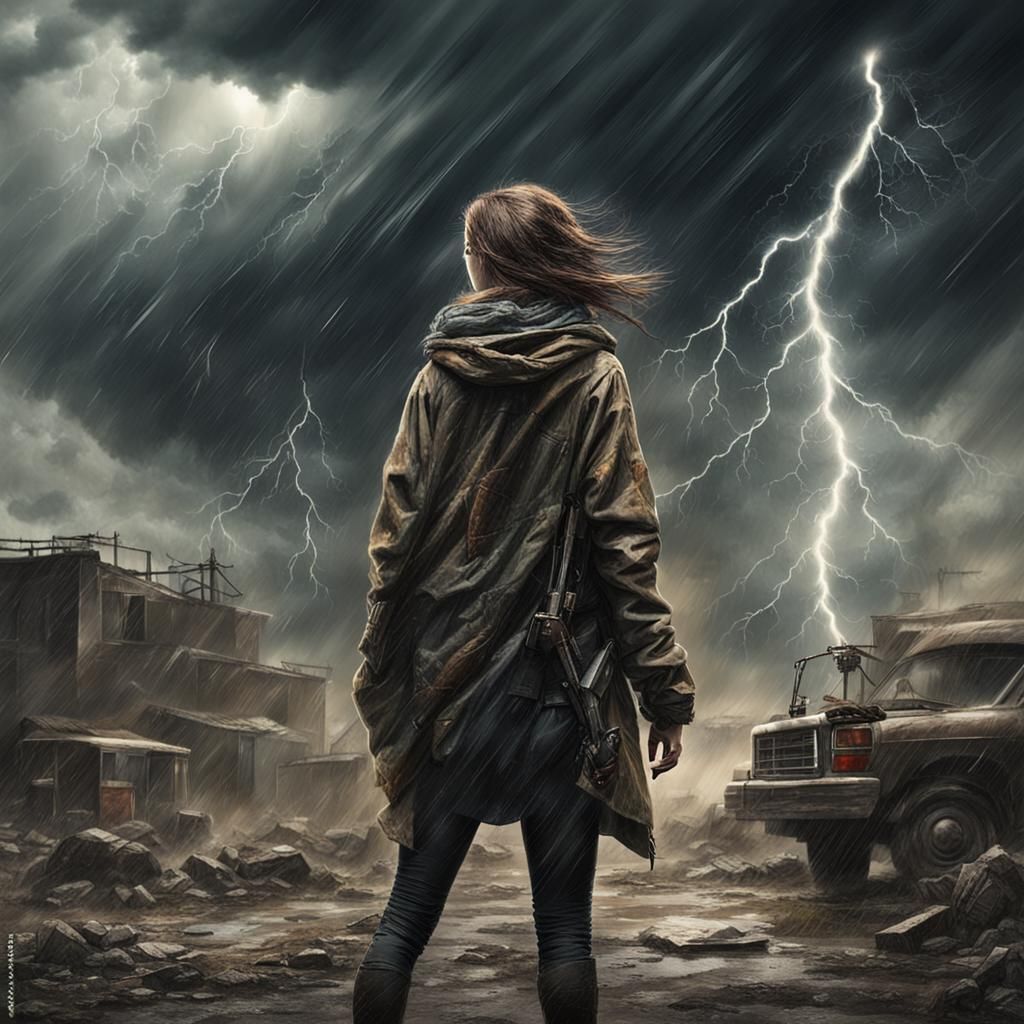 Woman in Post-Apocalyptic Thunderstorm