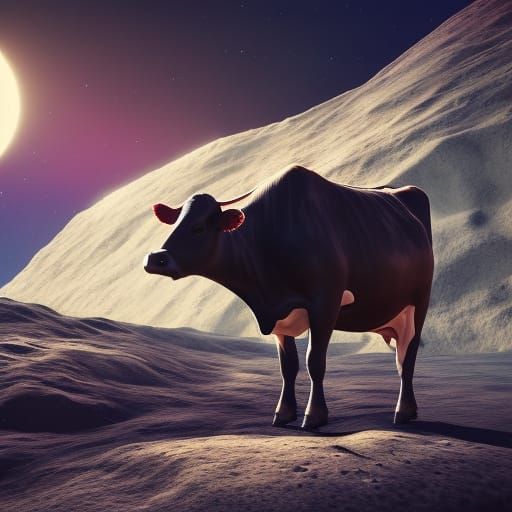 Cow Jumping on the Moon: Detailed Matte Painting