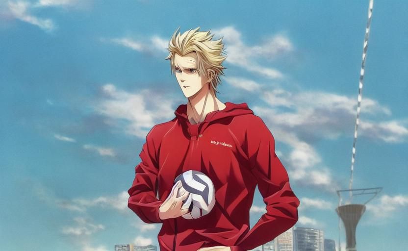 Anime Style: Handsome Volleyball Coach with Intense Gaze