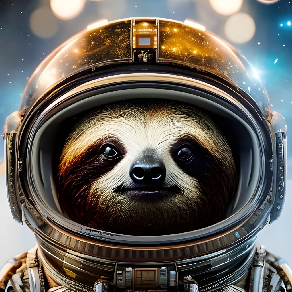 Cute Space Sloth in Spacesuit, Digital Art