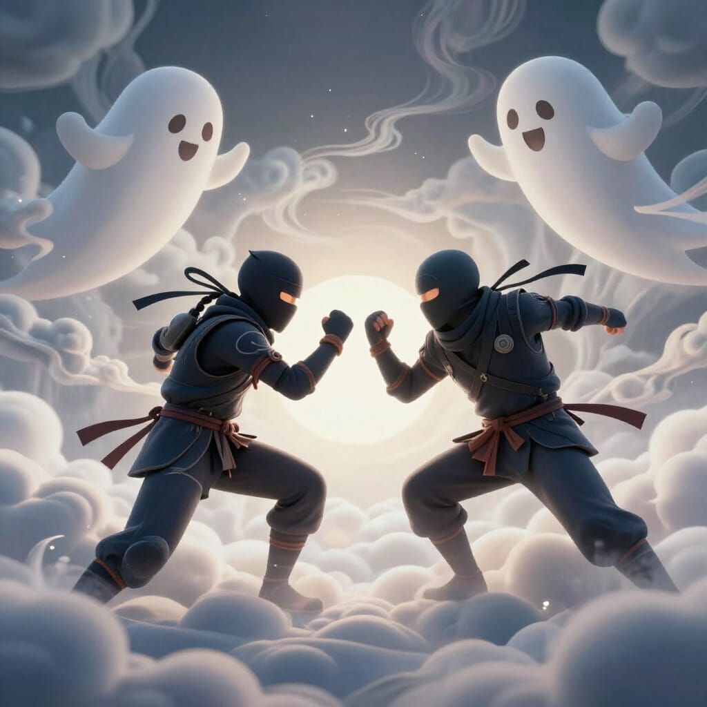 Ninja Ghosts Battle in Dynamic 3D Anime Style