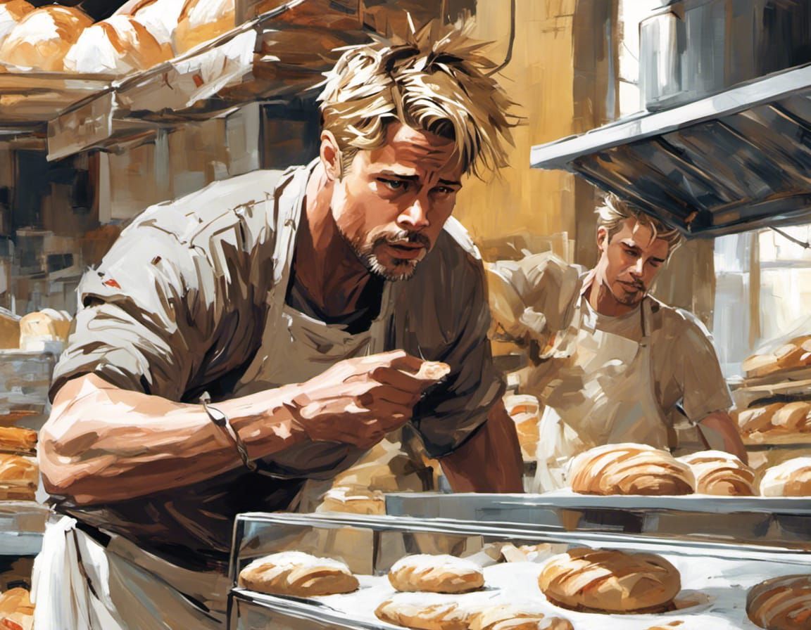 Brad Pitt as Baker Surrounded by Bread