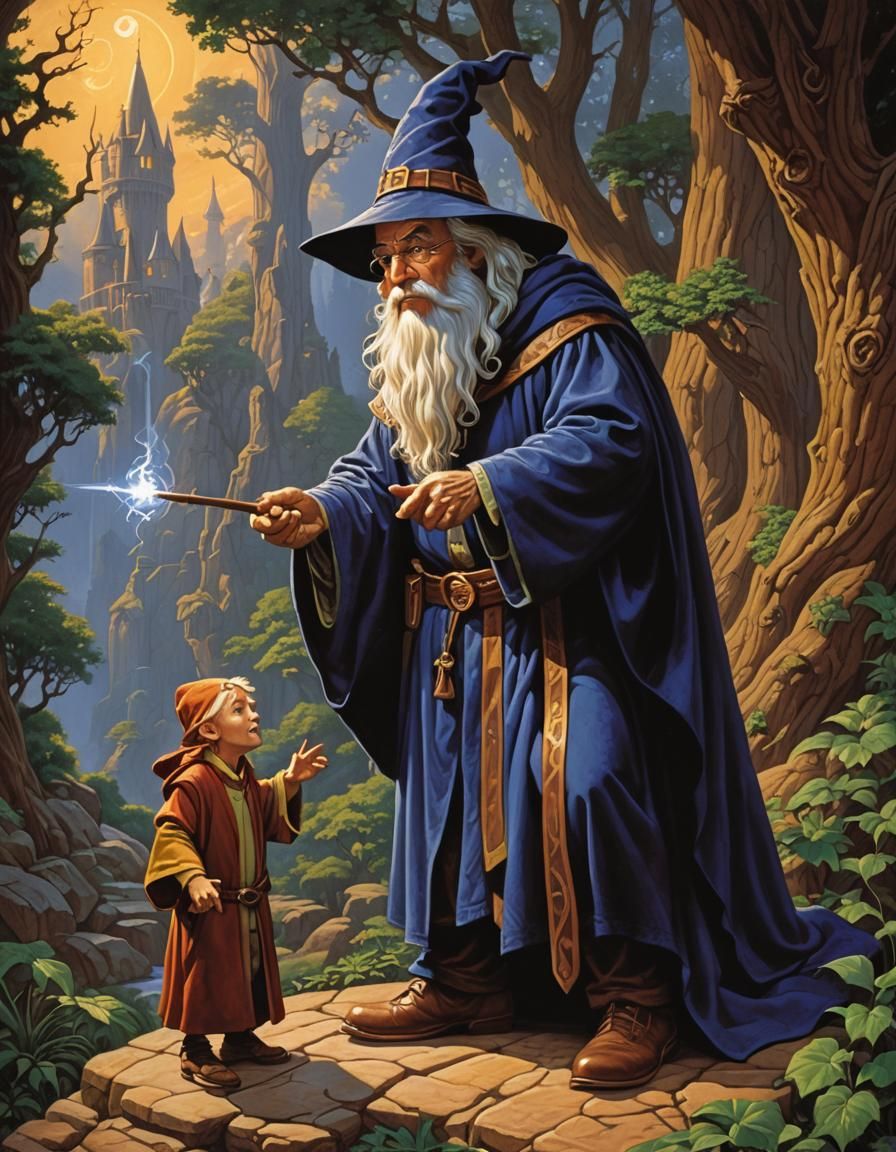 Wizard and Apprentice in Fantasy Art Style