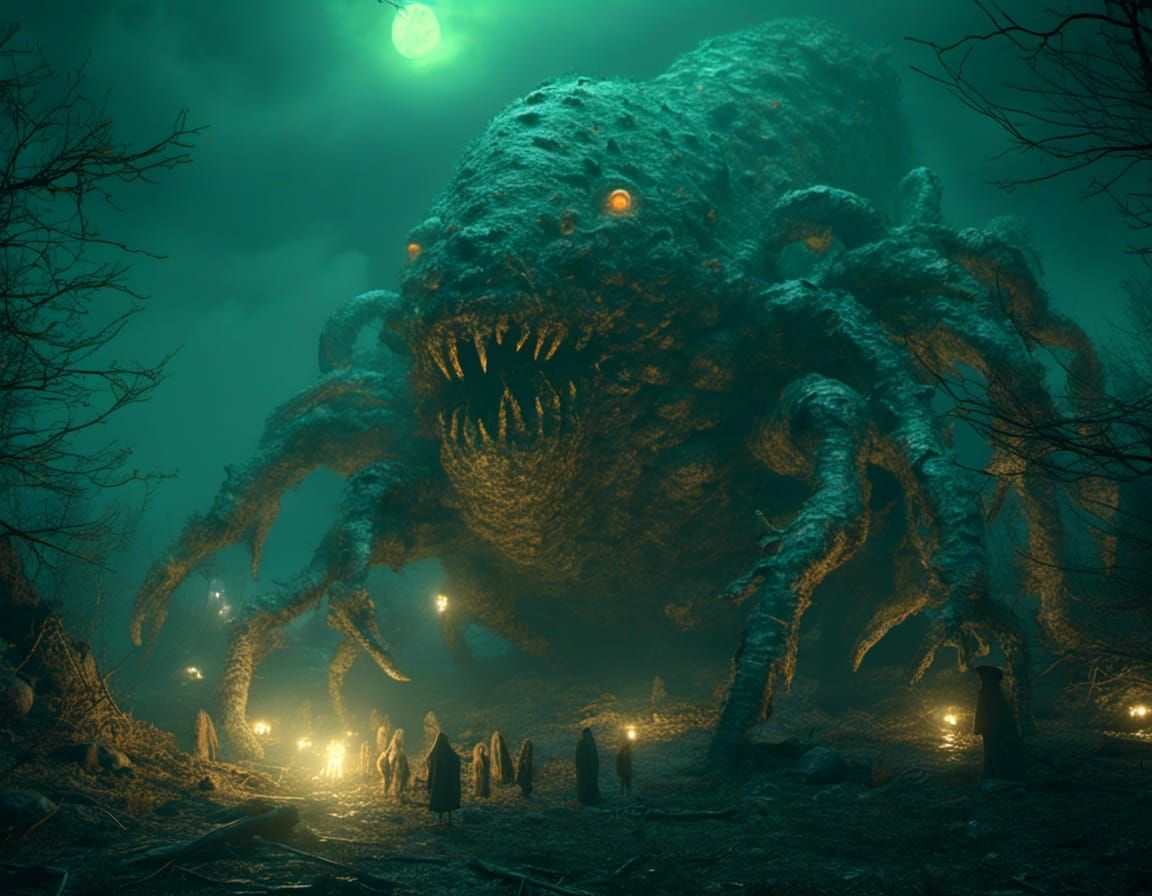 <lora:MJ6 Nightmare:1.0> Wormlike monsters squirm up from th...