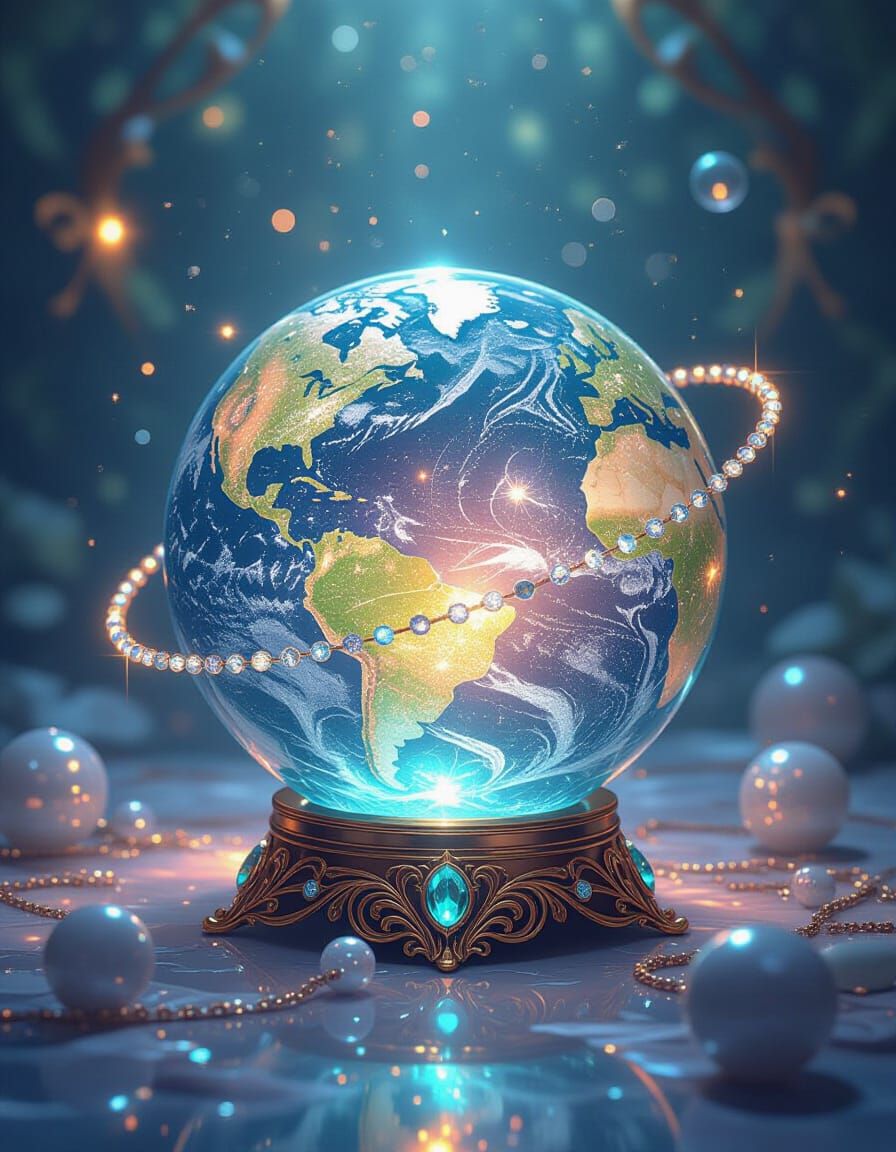 Aquamarine Gemstone Sphere with Magical Luminescence