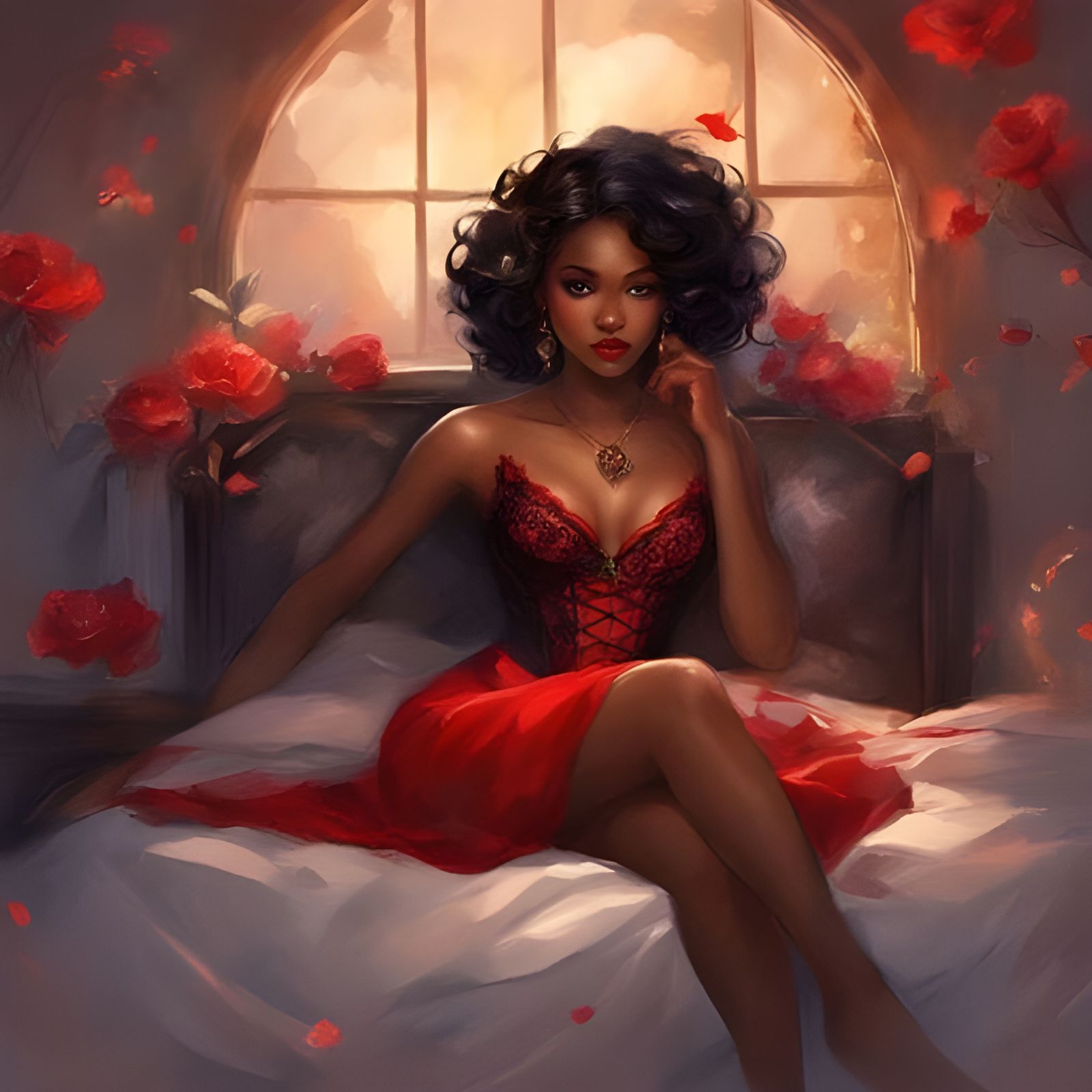 Sensual Portrait of Haitian Girl in Black Lingerie