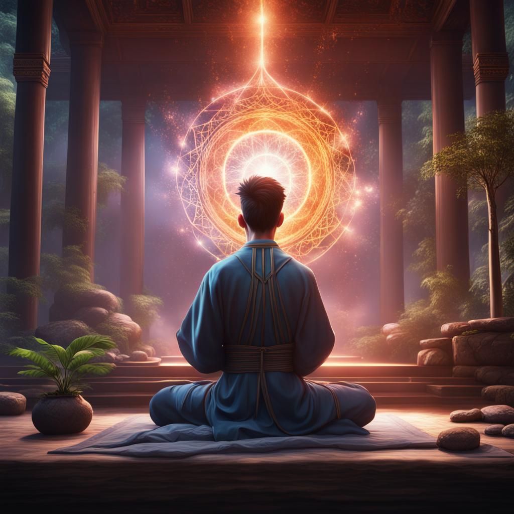 Young Man Reiki Healing: Detailed Fantasy Art