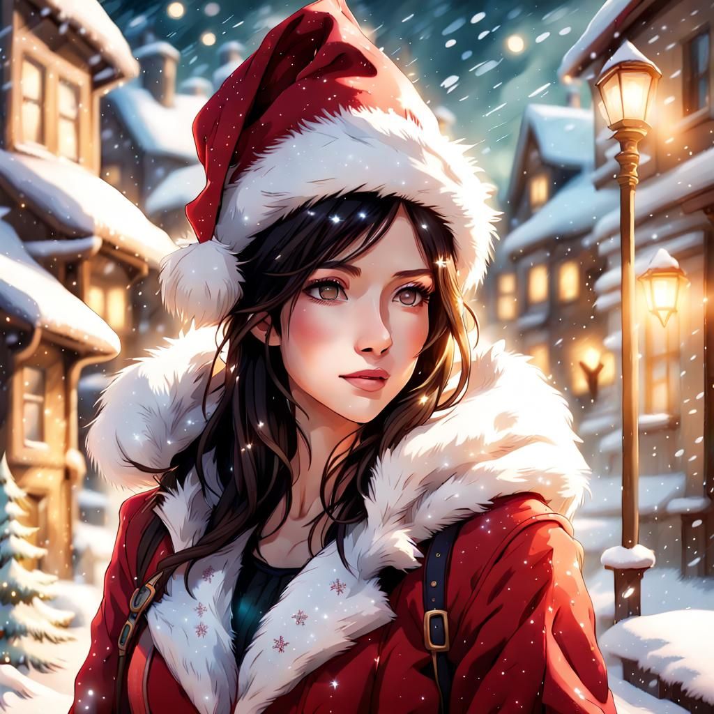 Tifa Lockhart in Whimsical Snowy Village
