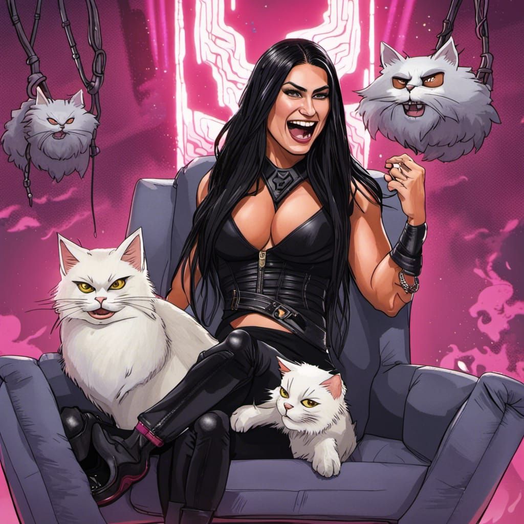 Super Villain with Cat and Henchmen