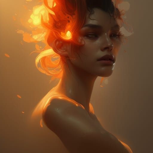 Fire Portrait in Hyperdetailed Art Style