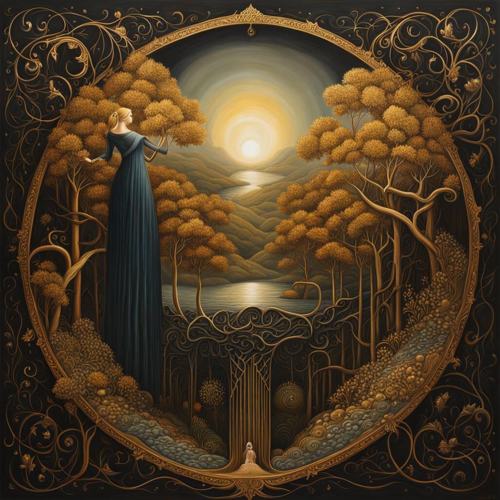 Moody Surreal Painting of Karma's Golden Trap