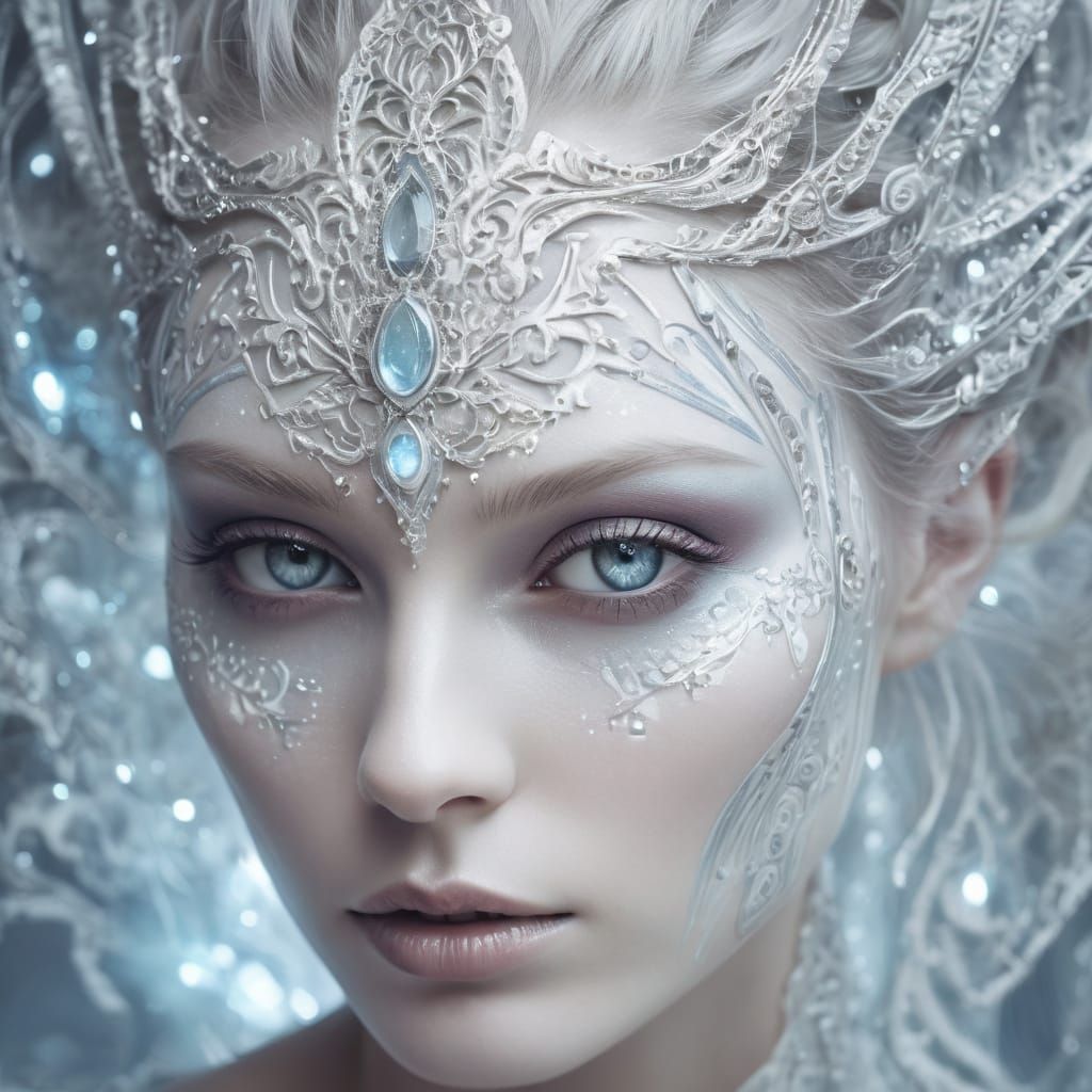 Ethereal Celestial Spirit in Delicate Silver Etchings