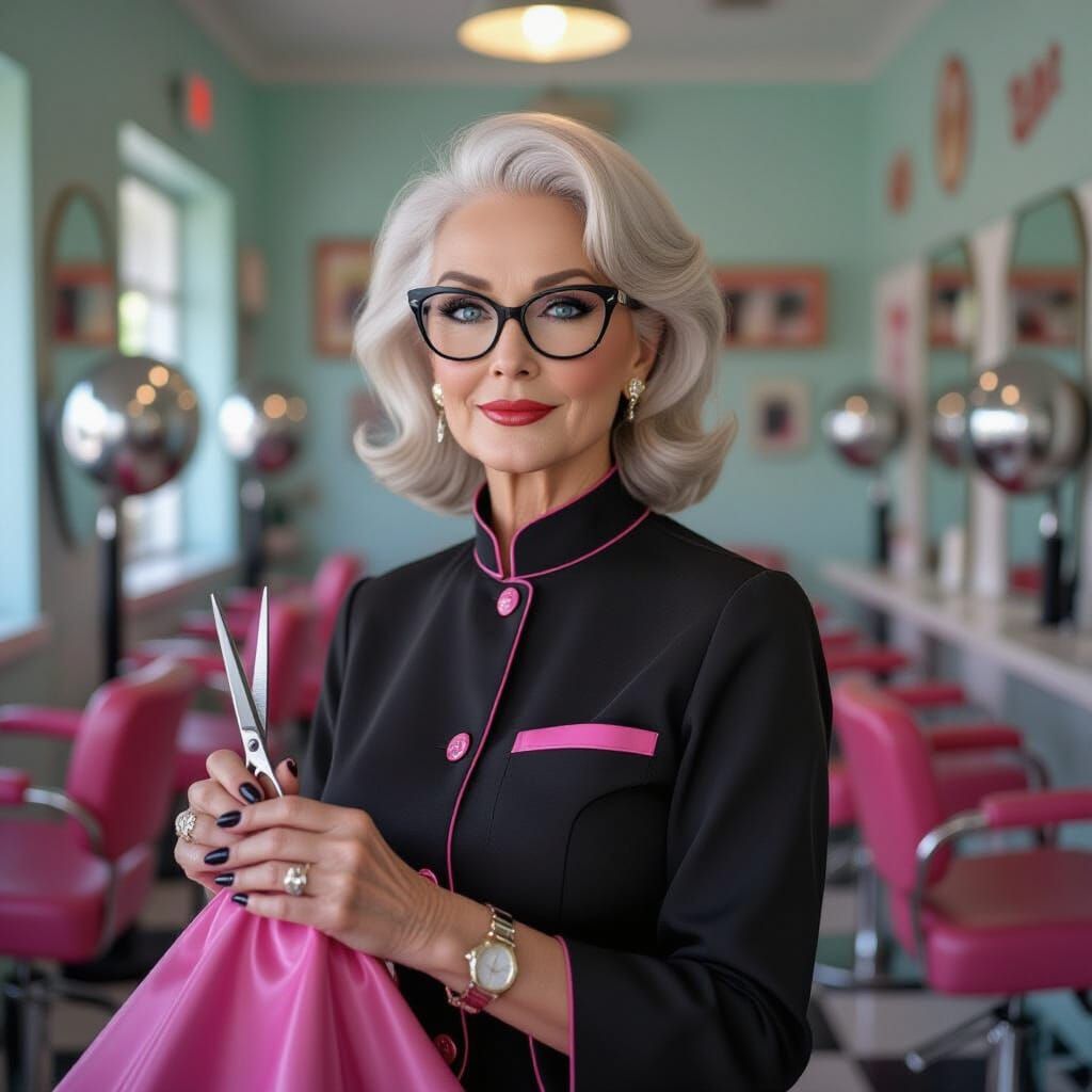 1960s Salon Stylist in Photo-Realistic Style