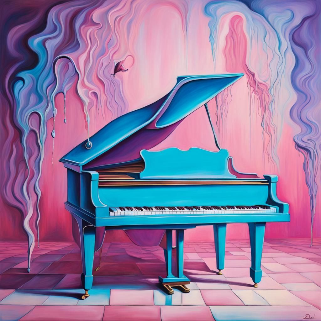 Surreal Piano in Pastel Colors: An Ethereal Oil Painting