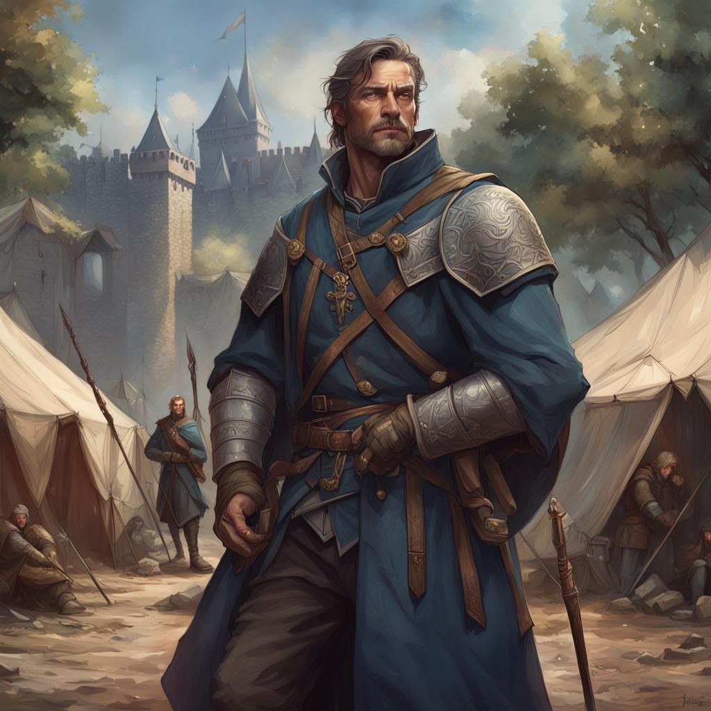 Medieval War Mage Portrait in Dark Fantasy Style