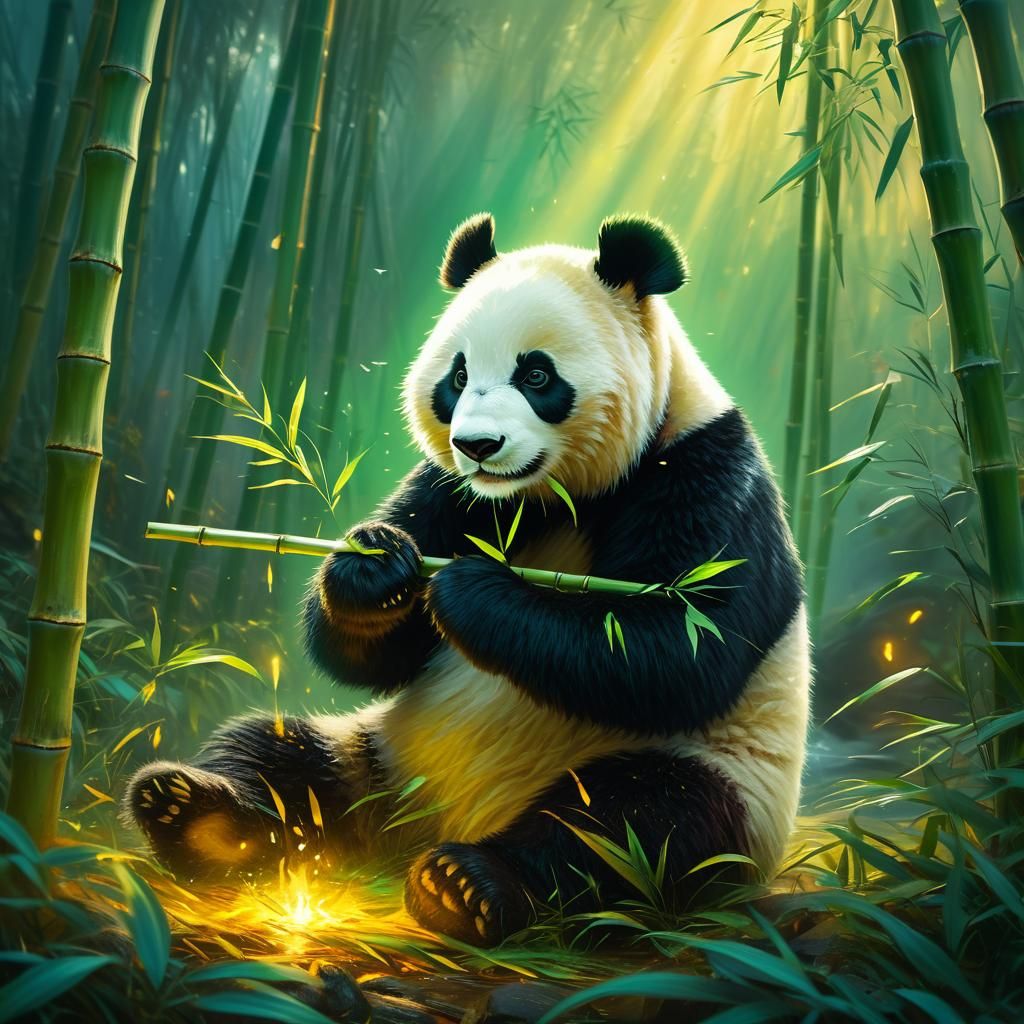 Panda in Mystical Forest, Ethereal Fantasy Style