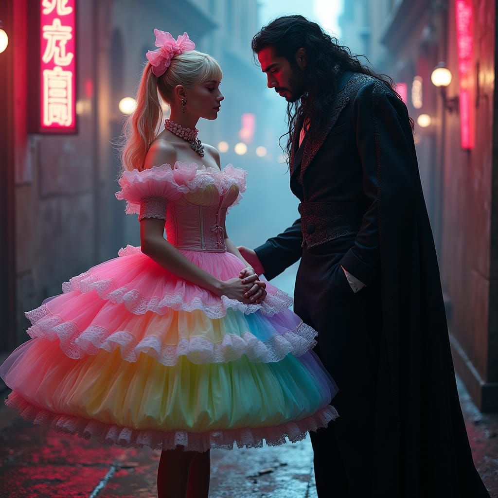 Prissy Princess Meets Mafia Boss in Vibrant, Retro Aesthetic