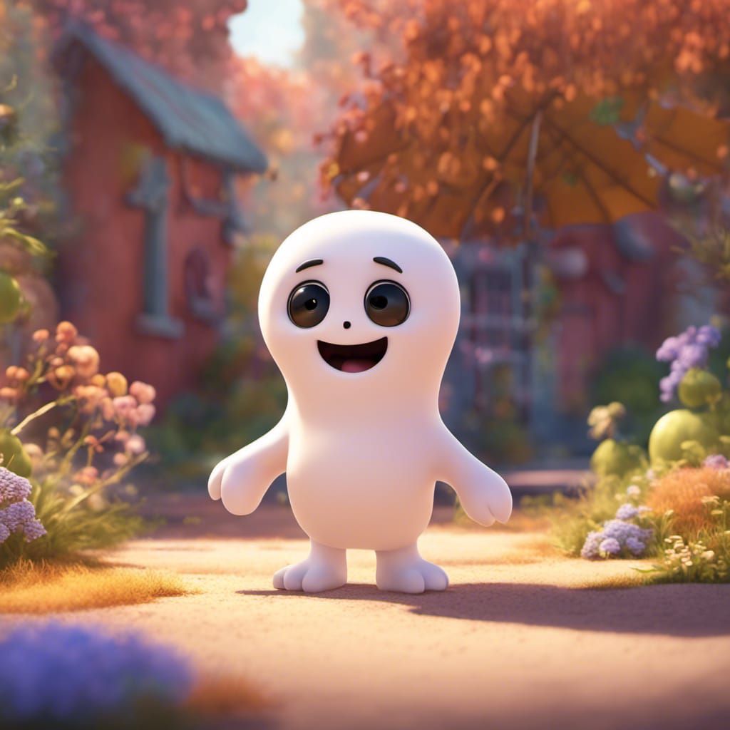 Adorable Ghost on Sunny Day: 3D Digital Art