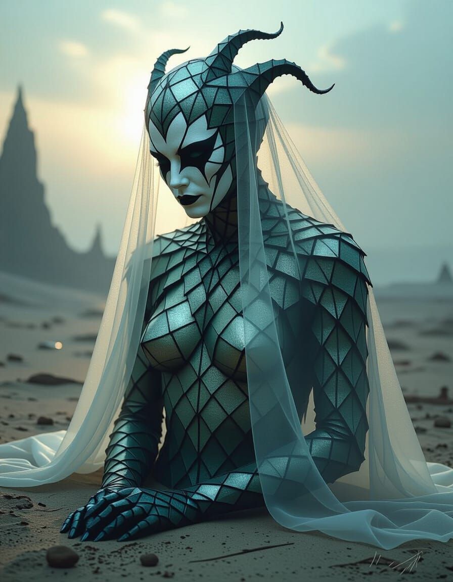 Ethereal Figure of Harlequin Ichthyosis in Cracked Scales