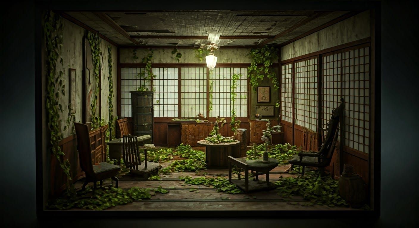 Miniature Abandoned Japanese Salon Diorama