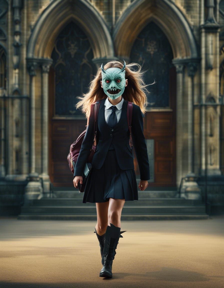 Gothic University: Schoolgirl in Monster Mask