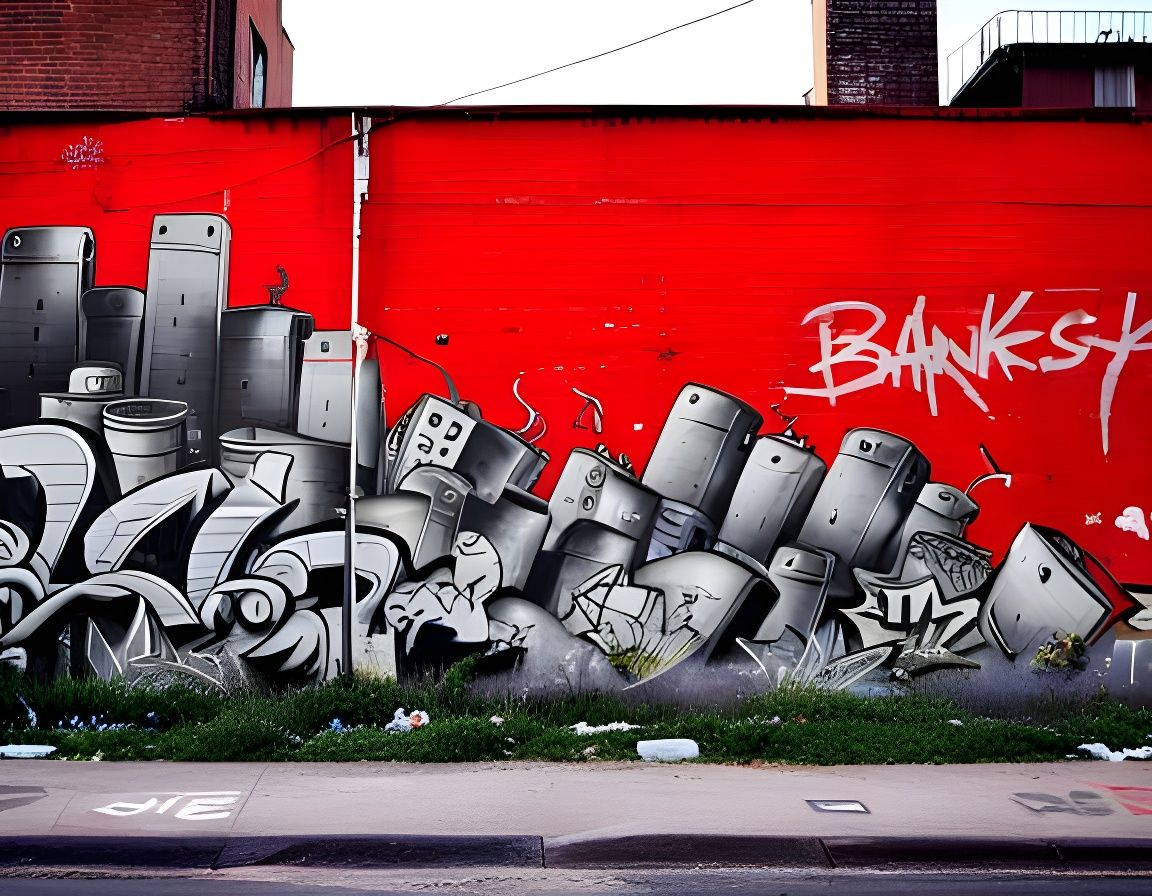 Iconic Graffiti Art by Banksy in Urban City