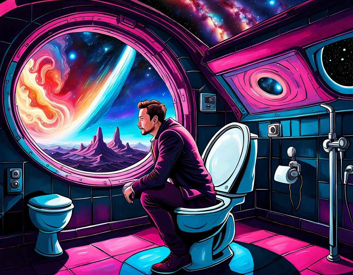 Elon Sits on His Tesla Xcrete Hoping the Spacecraft Doesn’t Blow Up