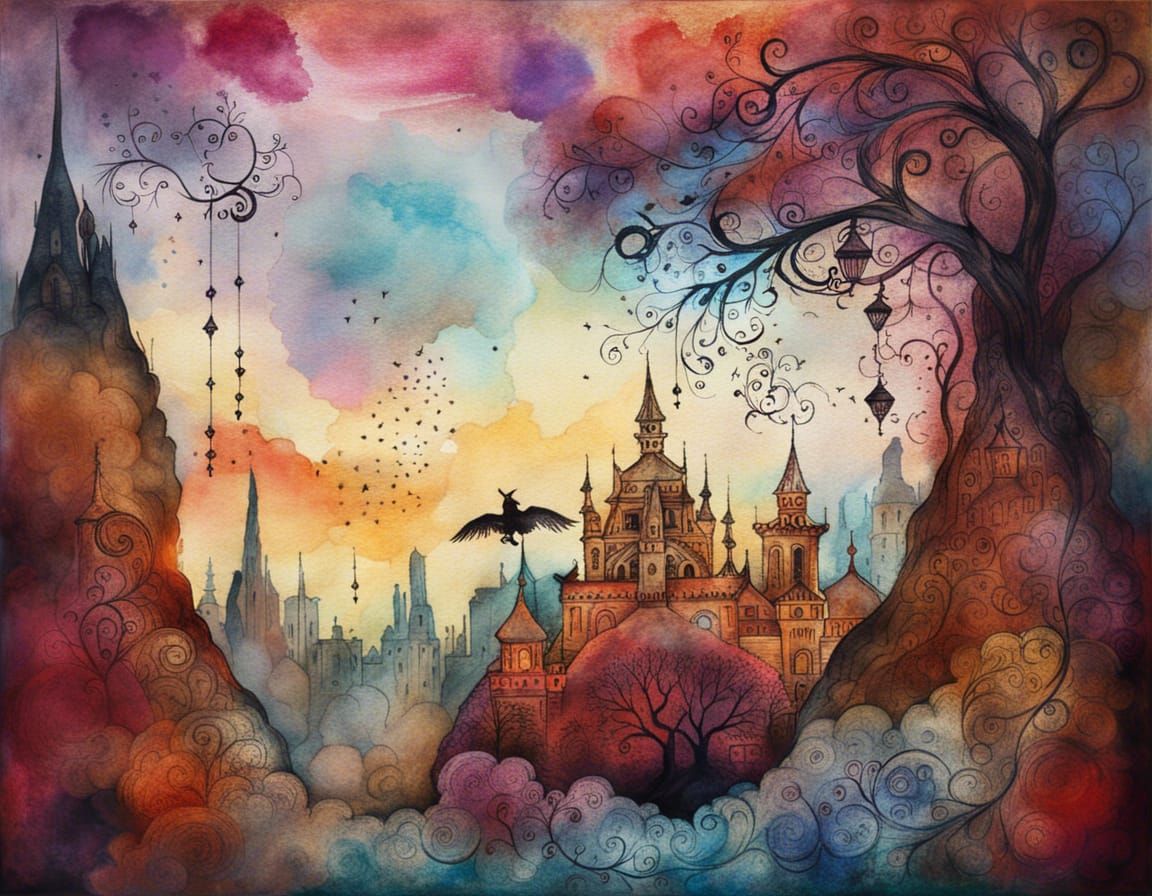 Monsters' Flying Carpet Ride: Watercolor Adventure
