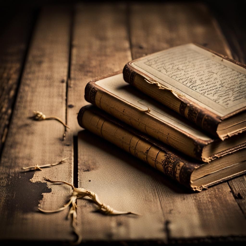 Vintage Book Still Life in Sepia Tones
