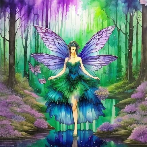 <lora:Ink Splash Fairies:1.0> Otherworldly Alcohol Ink fairi...