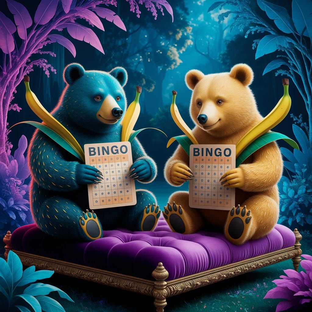 Whimsical Forest Bingo Scene in Enchanting Fantasy Art