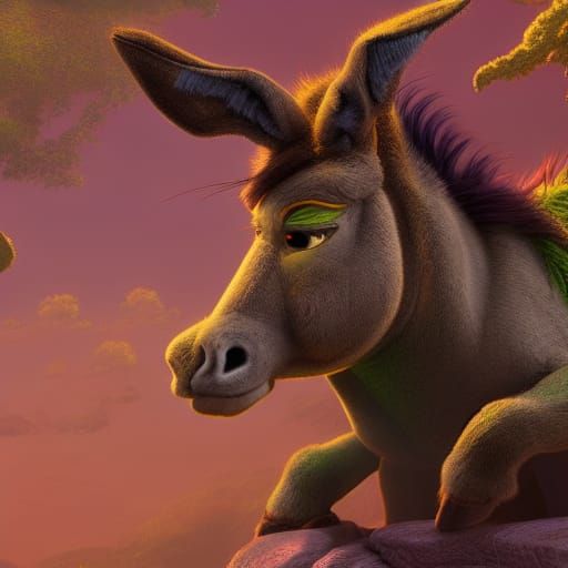 Cursed Donkey Shrek: Detailed Matte Painting