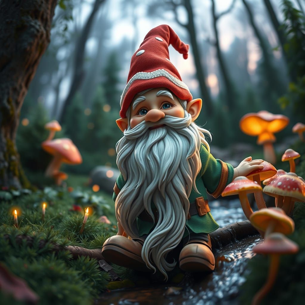 Enchanted Forest Gnome in Fantasy Art Style