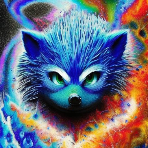 Sonic the Hedgehog in Charcoal with Selective Color