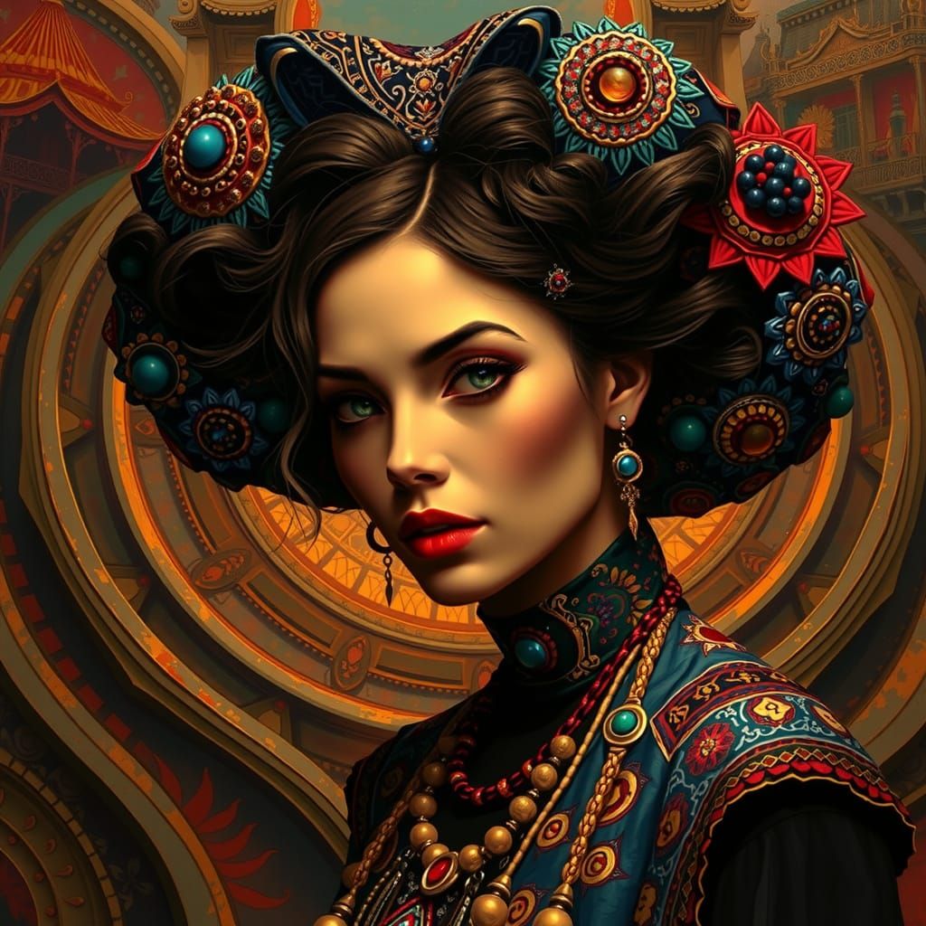 Hyperrealistic Oil Painting of a Self-Assured Woman