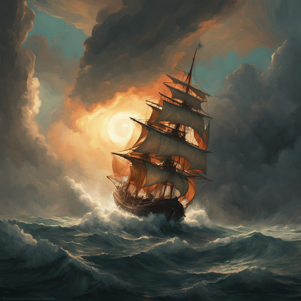 Boat in Stormy Seas: A Maritime Painting