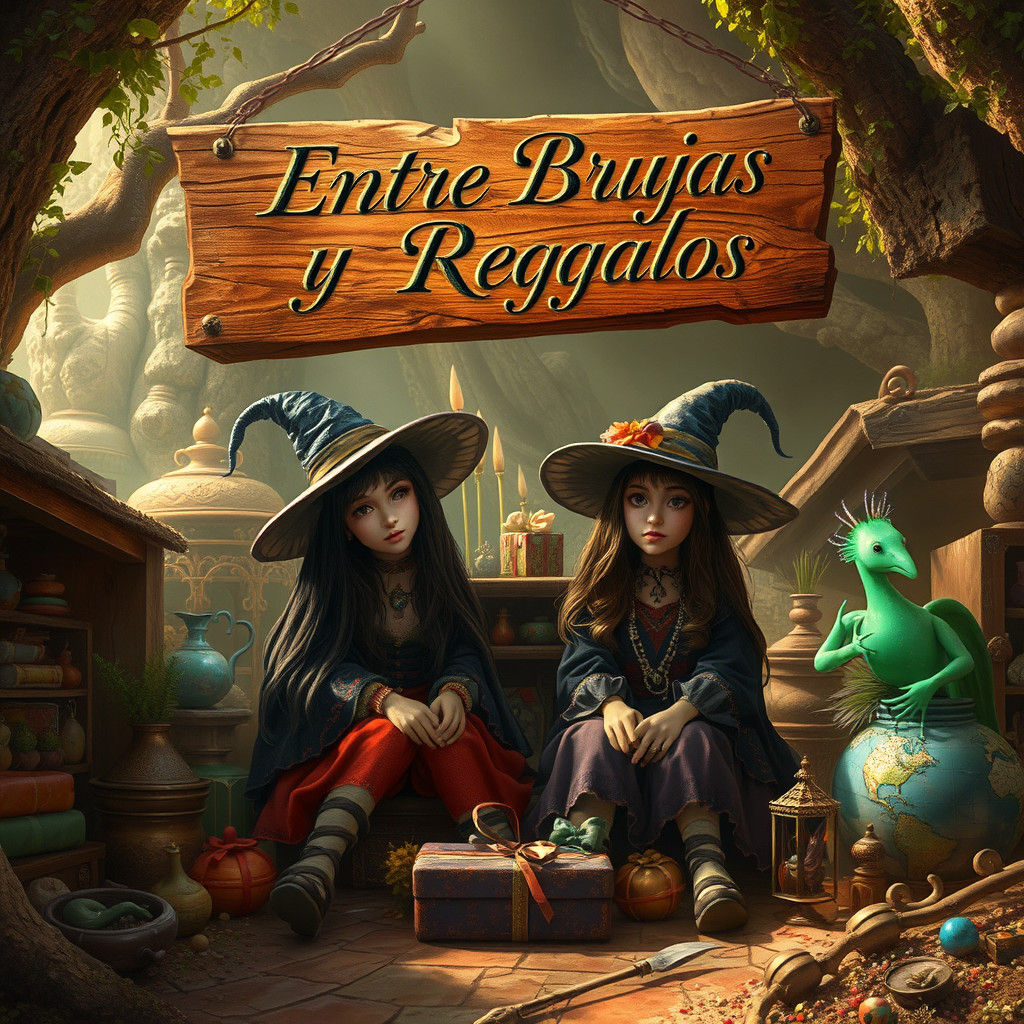 Enchanting Witches Amidst Gifts in Mystical Realm