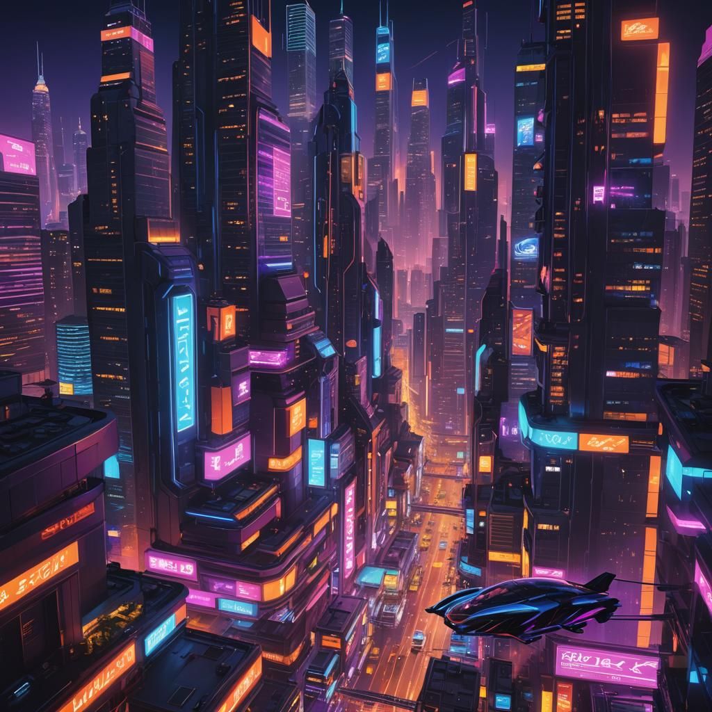 Futuristic Neon Cityscape Concept Art