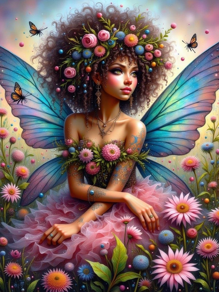 Whimsical Fairy Portrait in Gentle Watercolor Style