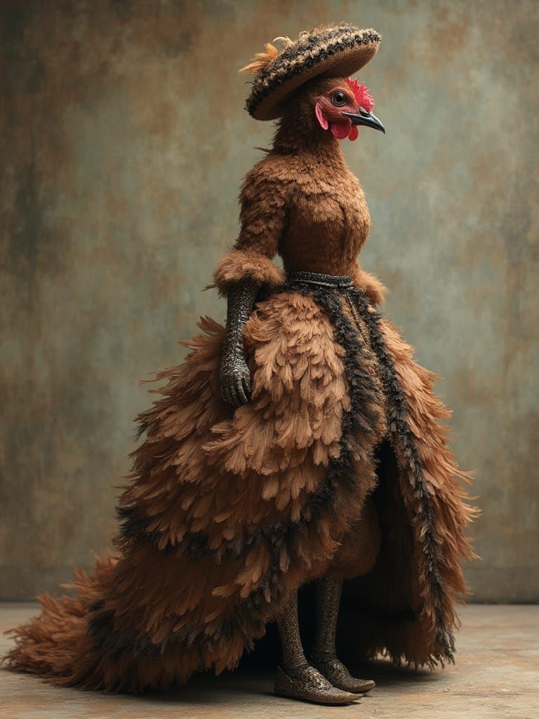 Haute Couture Gown Inspired by Houdan Chicken
