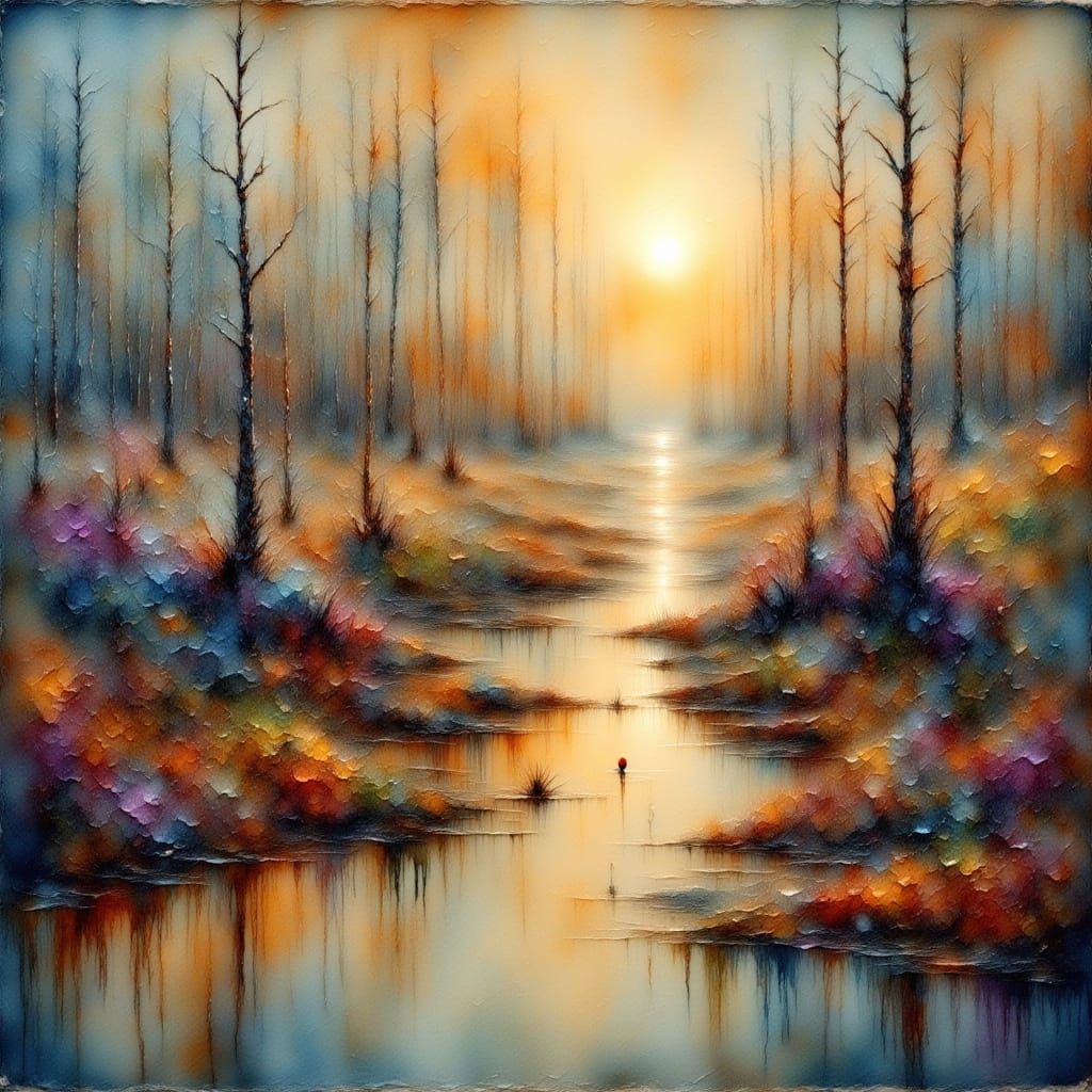 Impasto Oil Painting of a Vibrant Library Scene